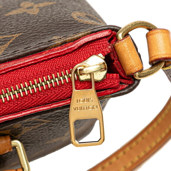 Louis Vuitton Monogram Pallas Handbag Shoulder Bag Brown Cerise Red - Picture 7 of 9